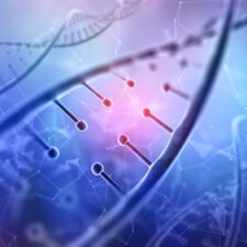 3D medical background with close up of a DNA strands on low poly 3D render of a medical background with close up of a DNA strands on low poly design